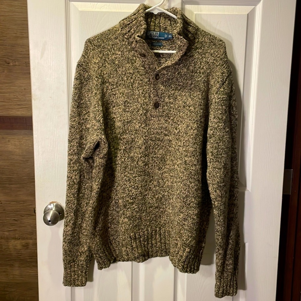 Polo by Ralph Lauren 1/4 Button Mock Neck Sweater - Size XL